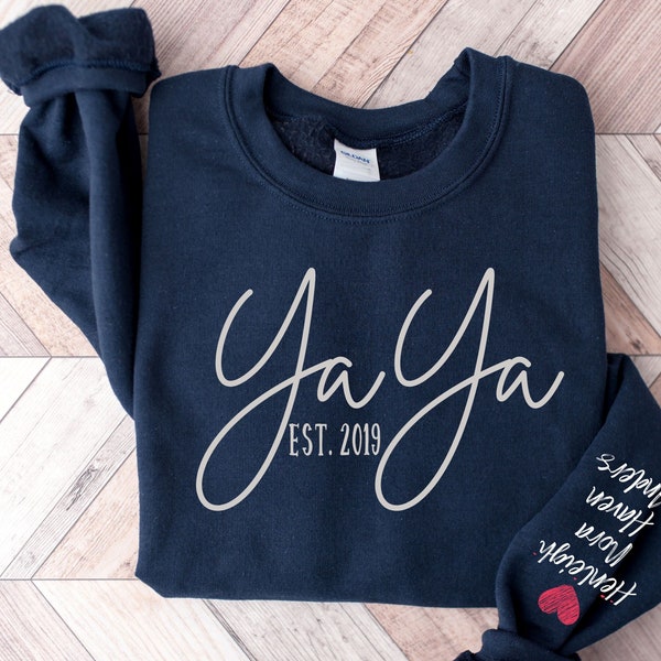 Custom Yaya Gifts Yaya Shirt Mimi Gift Mimi Shirts Yaya Sweatshirt Personalized Yaya Sweatshirt with Names on Sleeve Gigi Shirt