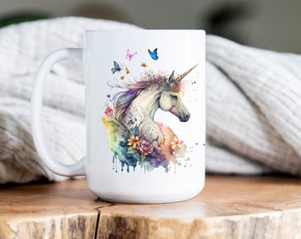 Unicorn Mug,Unicorn Butterfly mug,Cottage core mug, Unicorncore Mug, Unicorn Aesthetic, Kidcore Mug,Unicorn Aesthetic,  Whimsigoth unicorn