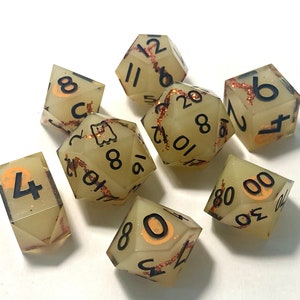 Pumpkin Spice and Everything Dice - 8 piece handmade TTRPG dice set