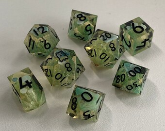 Toxic Thicket - 8 piece handmade TTRPG dice set