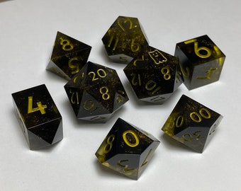 Golden Age - 8 piece handmade TTRPG dice set