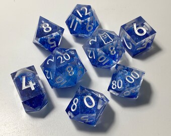 Abyssal Depths - 8 piece handmade TTRPG dice set