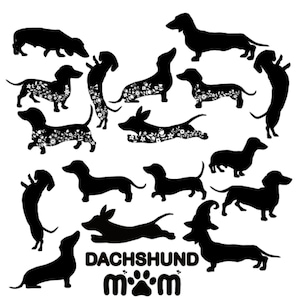 Dachshund Bundle Svg, Wiener Dog SVG, Floral Dachshund Svg, Dachshund Silhouette, Dachshund Clip Art, Dachshund Mom, Dachshund Haloween,