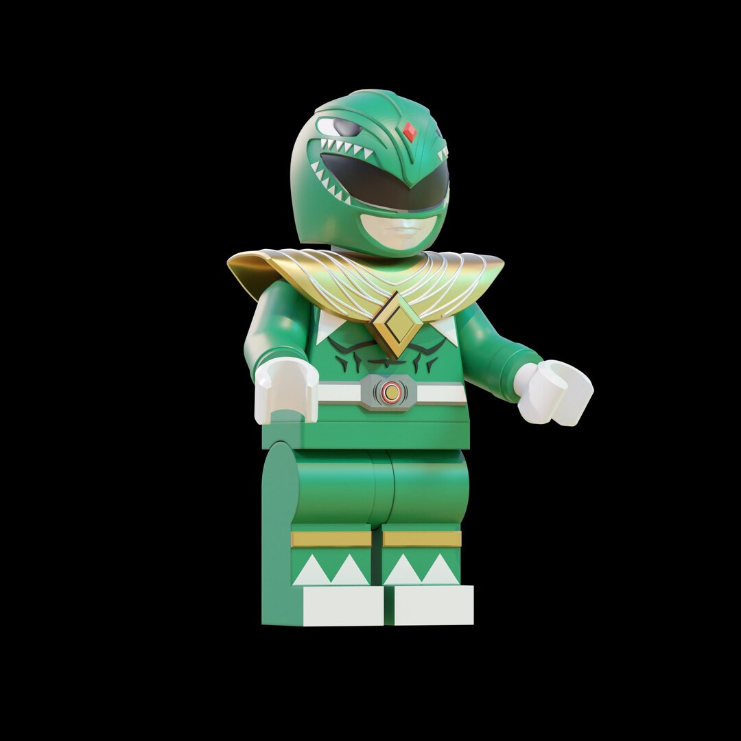 Lego Ranger Figure Oversized L.e.g.o-inspired Power Ranger Figures Custom Block Toy ...