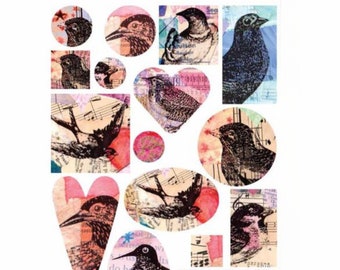 Collage Sheet Birds Nunn Design Made in the USA Full Sheet