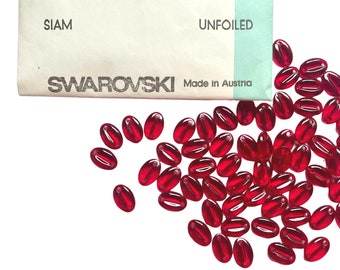 Vintage Swarovski #3219/4 Coffee Bean Beads in Siam (10 beads)