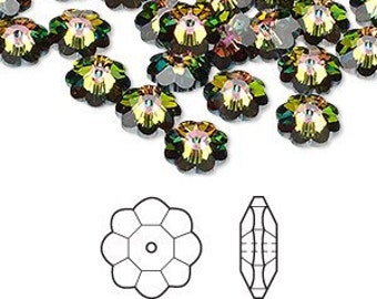 Swarovski 8mm Crystal Marguerite Lochrose Sew-On Stone Crystal Medium Vitrail #3700 Pack of 24