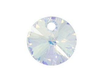 Swarovski 12mm Crystal Rivoli Pendant Crystal AB #6200/6428 Pack of 6 Wheel Saucer Pendant Aurora Borealis