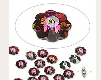 Cristal Swarovski 12mm Marguerite Lochrose Costurado Pedra Vulcão de Cristal #3700 Pacote de 12