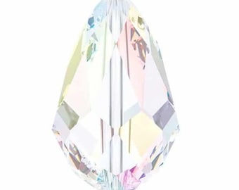 Swarovski 13,5 x 9 mm en forme de goutte d'eau en cristal AB Aurora Borealis #5500 Lot de 6