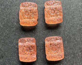 Contas de vidro alemãs em formato de almofada, modelo Rosaline, com dois furos e acabamento fosco, pacote com 4 unidades.
