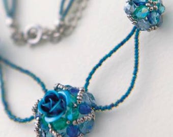 Kit para Colar Miyuki Azure Rose com Miçangas BFK-097, Kit de Flores com Miçangas Japonesas, Raro