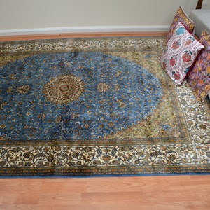 ChainStitch Tapestry Silk Area Rug, Multicolor Embroidery 2.5x4 feet # -  Best of Kashmir