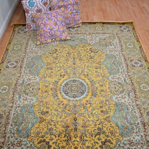 5x7 Rug, Oriental Rug, Handmade Persian Rug, Handmade Carpet, Living Room Rug, Kashmir Silk Rug, Bedroom Rug