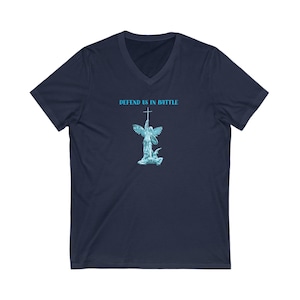Saint Michel Archange - T-shirt à manches courtes et col en V, défendez-nous au combat