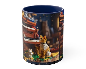 Cats Playing Piano Lego Style Coffee Mug, 11oz