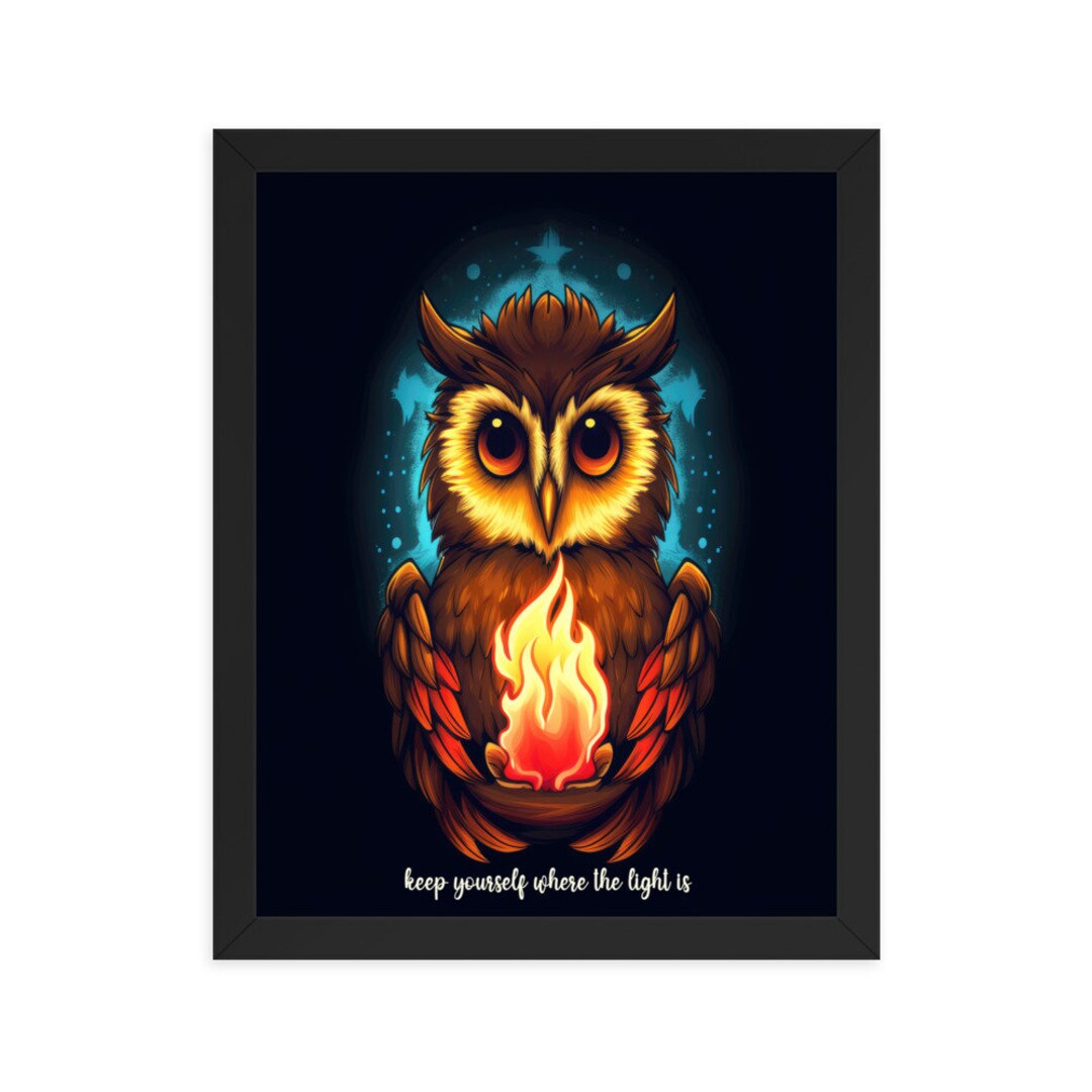 FRAMED Light Owl Poster Inspirational Owl Poster for Bedroom Etsy