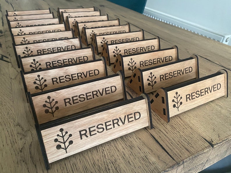 Large custom reserved signs restaurant ware wood table etsy