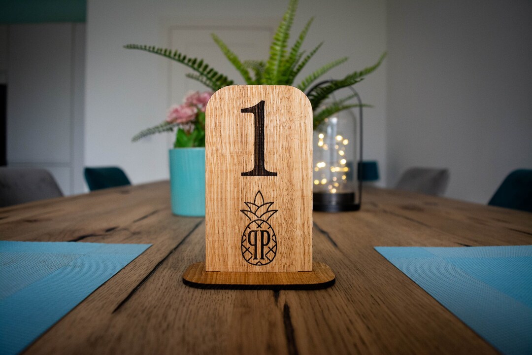 Oak Custom Table Numbers With Logo Restaurant Ware Wood Table Number