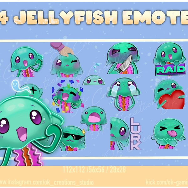 Jellyfish Emotes, Twitch Jellyfish Emotes, Jellyfish Emotes YouTube, Twitch Emotes Pack, Kawaii Emotes, Cute Emotes, Discord