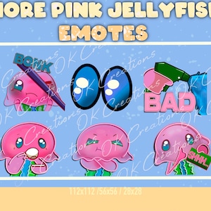 More Pink Jellyfish Emotes,Twitch Pink Jellyfish Emotes,Pink Jellyfish Emotes YouTube, Twitch Emotes Pack, Kawaii Emotes, Cute Emotes,Discor