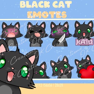 Black Cat Emotes, Twitch Black Cat Emotes, Black Cat Emotes YouTube, Twitch Emotes Pack, Kawaii Emotes, Cute Emotes, Discord