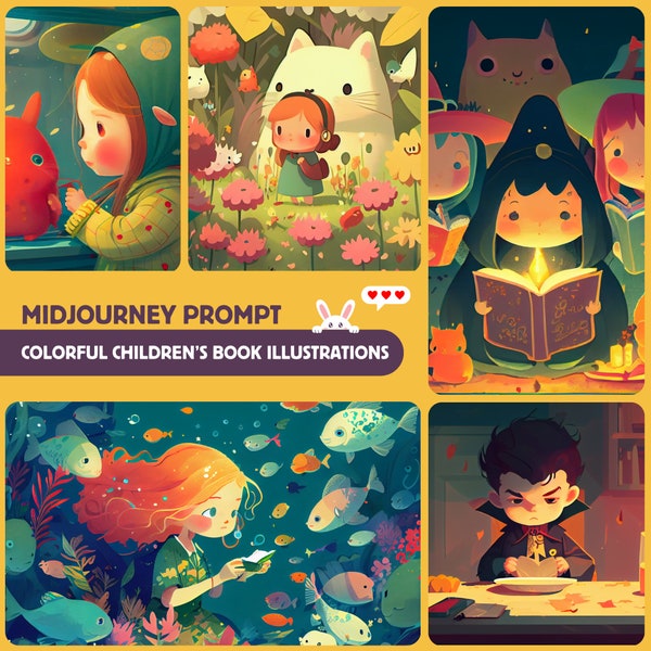 Midjourney Prompt, süßes Kinderbuch Illustration, Kindergarten, Midjourney Ai, Ai Prompts, Ki Prompt, Ai generiert, sofortiger digitaler Download