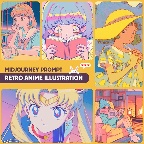 Midjourney Prompt, Retro Anime Illustrations, Manga Girl, Midjourney Ai, Ai Prompts, Ki Prompt, Ai Generated, Instant Digital Download