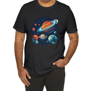 Planetary Panorama Abstract T-Shirt for Planet Lovers Shirt of Cosmos Tee Gift for Space Fans - Unisex Jersey Short Sleeve Tee