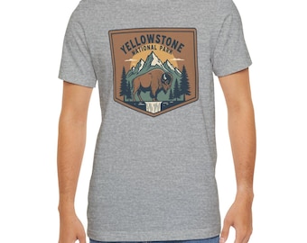 Yellowstone National Park T-shirt | Vintage Bison Graphic Tee | Retro Park Souvenir Shirt | Mountains & Pine Tree Apparel
