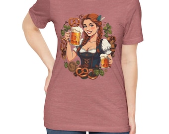 T-shirt beauté bavaroise pour les amateurs de l'Oktoberfest, chemise bavaroise pour femme, cadeau - T-shirt unisexe à manches courtes en jersey