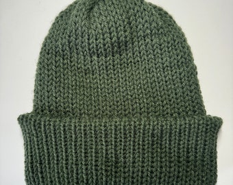 Adult Knit 100% Acrylic Beanie - Deep Forest