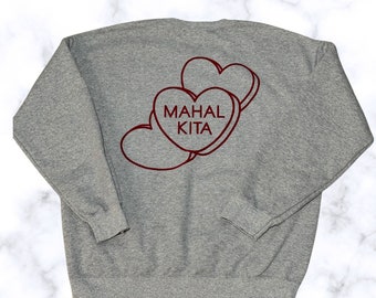 Mahal Kita Candy Hearts Flocked Vinyl Crewneck Sweatshirt