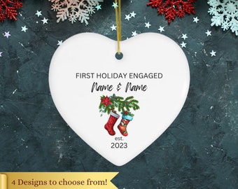 First Holiday Engaged Personalized Keepsake for New Couples (B - Stockings)