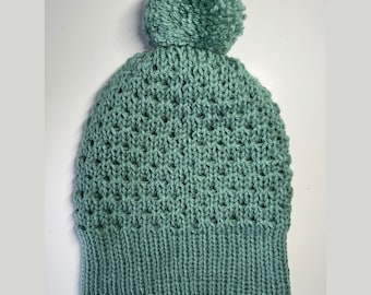 Adult Knit 100% Acrylic Beanie - Green Lagoon