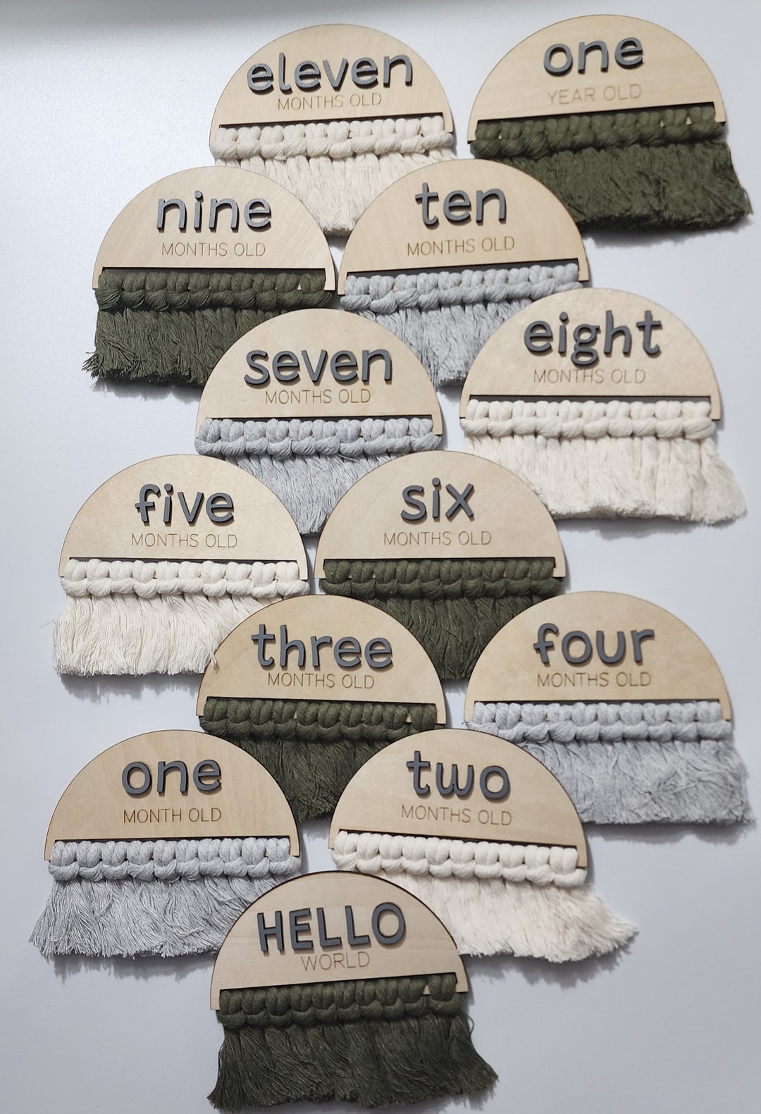 Boho Monthly Baby Milestone Marker Set Includes Hello World and Months ...