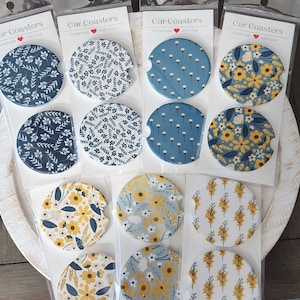 Floral Designs Ceramic or Neoprene Car Coasters