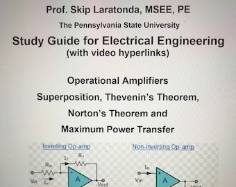 Study Guide/Lecture Notes on Operational Amplifiers, Superposition and Thevenin's Theorem actual college video lecture hyperlinks.