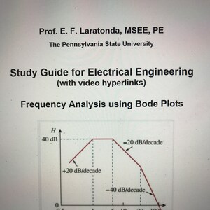 Study Guide/Lecture Notes on Frequency Analysis using Bode Plots actual college video lecture hyperlinks.