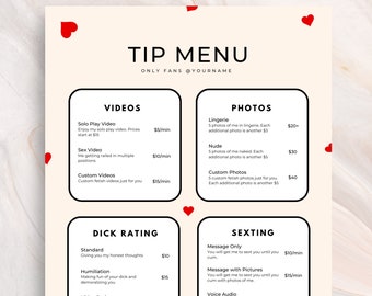OnlyFans Tip Menu Template | Adult Content (Digital Download)