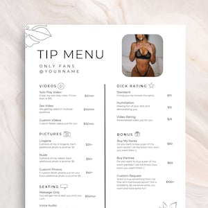 OnlyFans Tip Menu | Editable Template | Plant Theme | Tip Menu Templates | Fansly Template | Canva Template | Digital Download