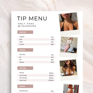 OnlyFans Tip Menu | Editable Template | Tip Menu Template | Adult Content | Digital Download | Fansly