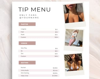OnlyFans Tipp Menü Vorlage | Nur für Erwachsene, Fansly (Digitaler Download)