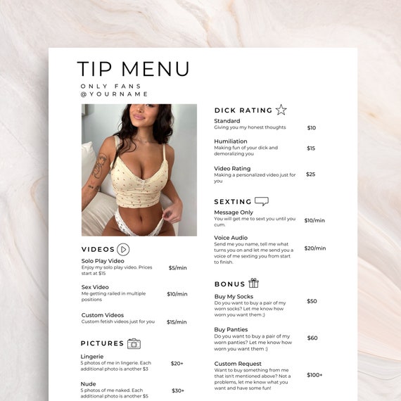 OnlyFans Tip Menu Template | Modern Fansly Design (Digital Download)