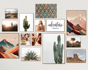 Desert Succulent Art Print Southwest Art Print Cactus Wall Art Boho southwest Desert Art Print Nature Gallery Wall Set INSTANT Download