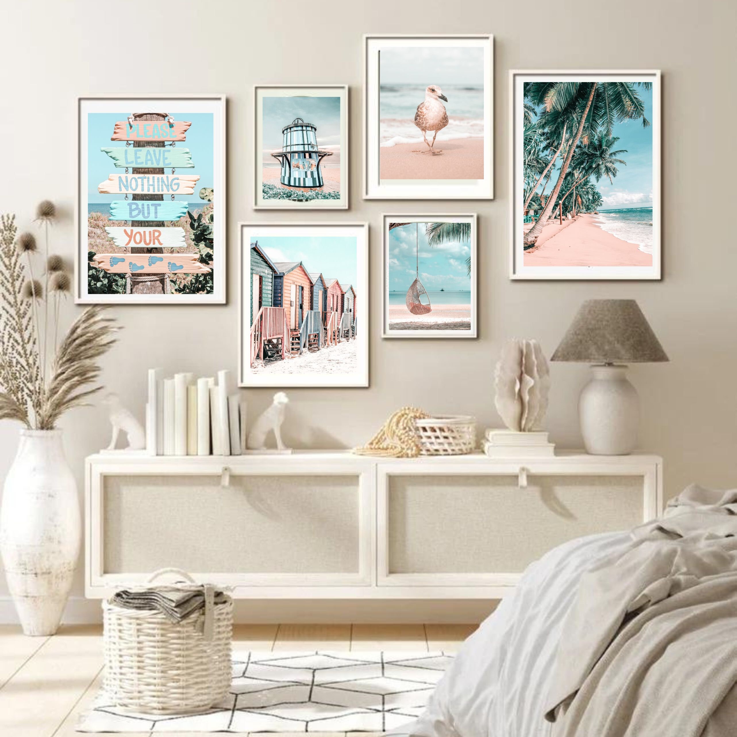 Beach Wall Art Boho Beach Wall Art Large Beach Wall Art Pastel Etsy