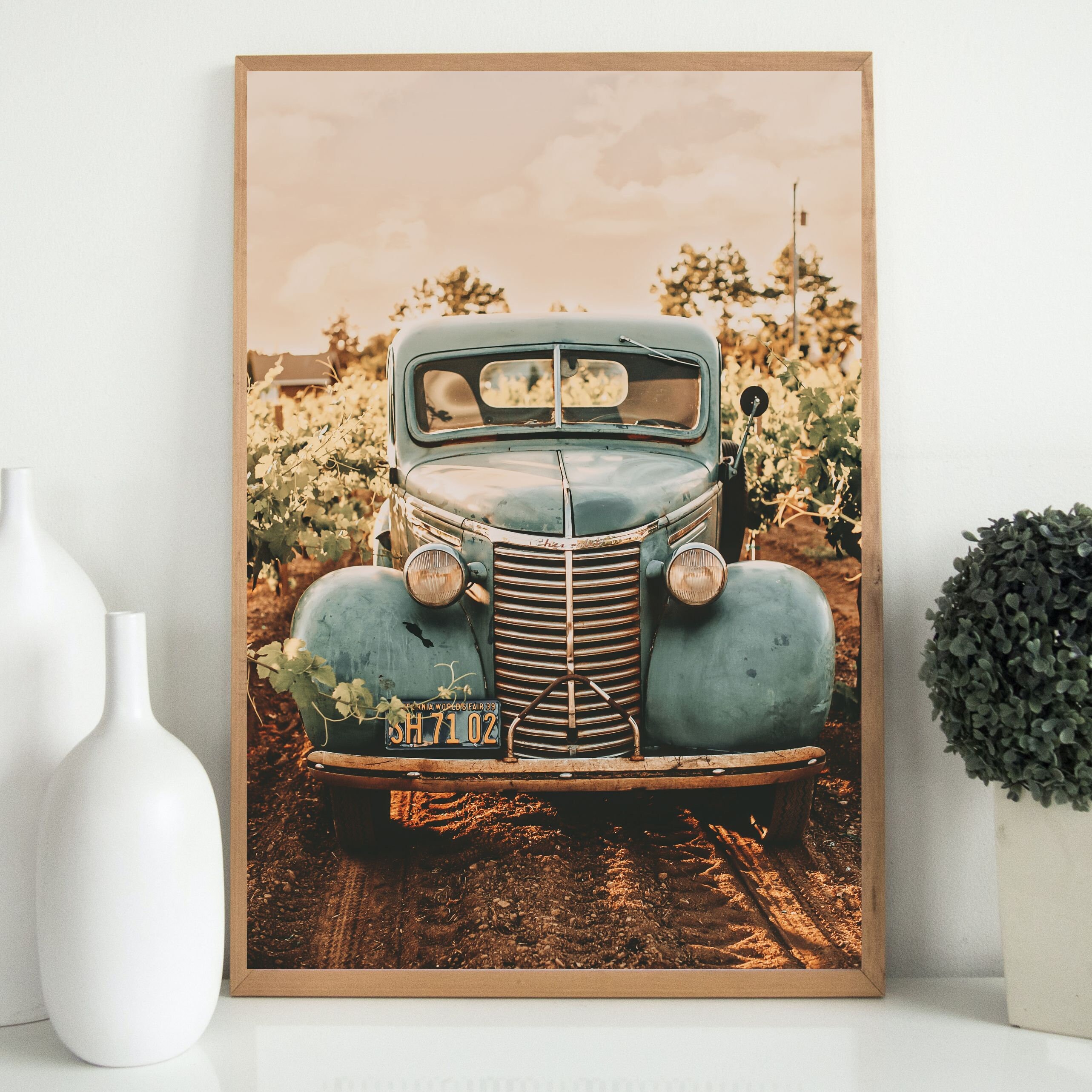 Farmhouse Truck Old Teal Truck Farmhouse Printable Modern Farmhouse