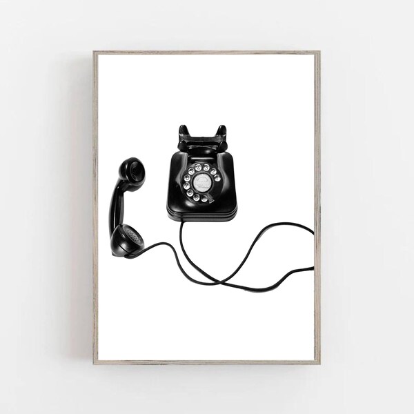 Telephone Wall Art Trendy Black and White wall Art Rotary Phone Print  Poster Urban Art  Old Fashion Phone INSTANT Download