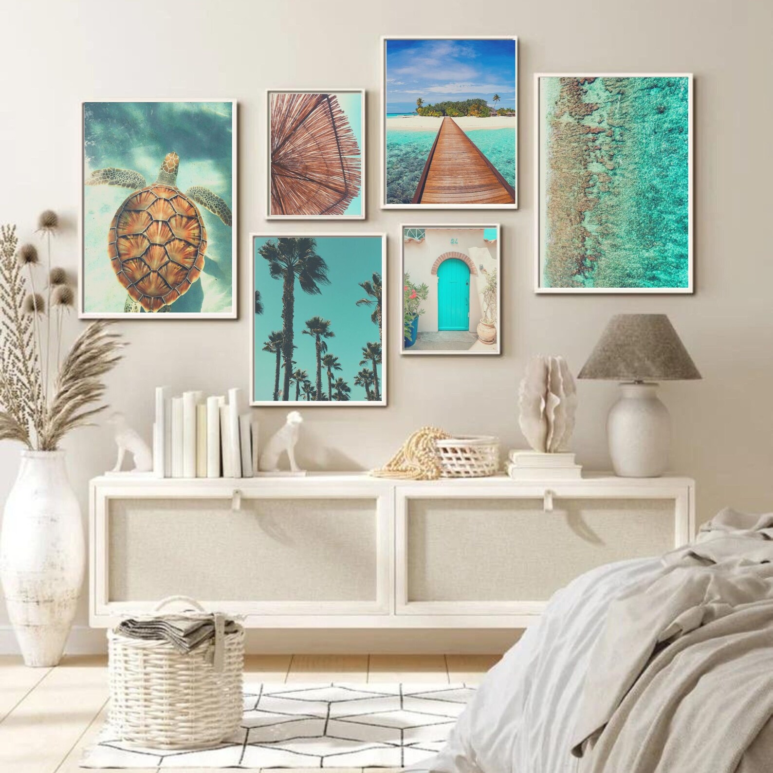 Boho Beach Wall Art Gallery Wall Set Large Boho Wall Art - Etsy