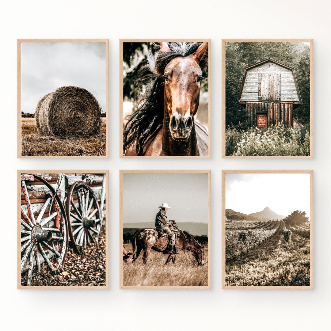 Western Cowboy DIGITAL Farmhouse Wall Decor Set of 6 Prints Horse Wall